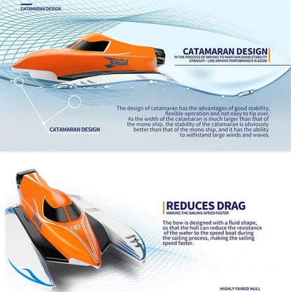 Lancha a Control Remoto - 430mm Catamarán F1 SHIP - WLtoys 915 Rojo - Jugueteria del Sur