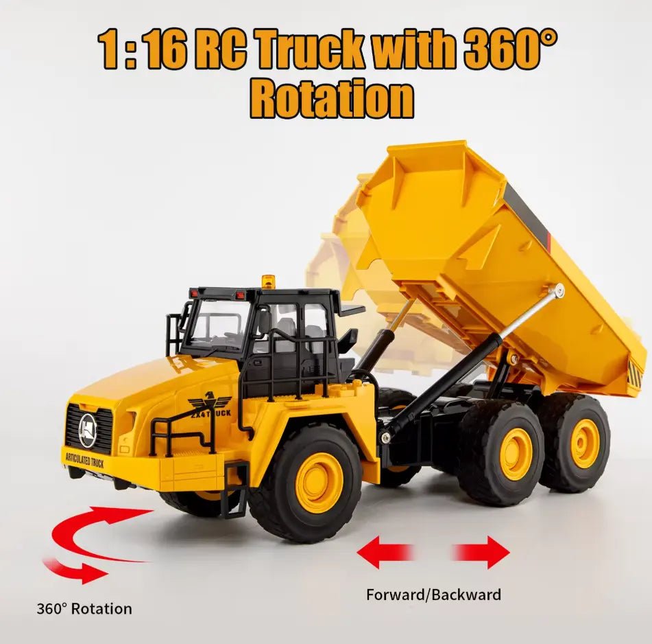 Máquina a Control Remoto - 1/16 Camón Tolva Dumper Articulado - Replica Volvo 1553 - Jugueteria del Sur